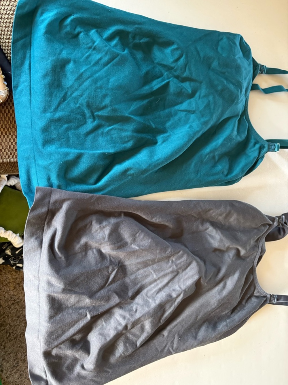 Teal and Charcoal Sleeveless Tank Tops